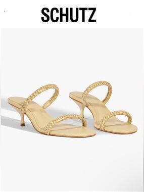 SCHUTZ
TALIAH WOVEN MID SANDAL COLOR: BEIGE size 7 gently used